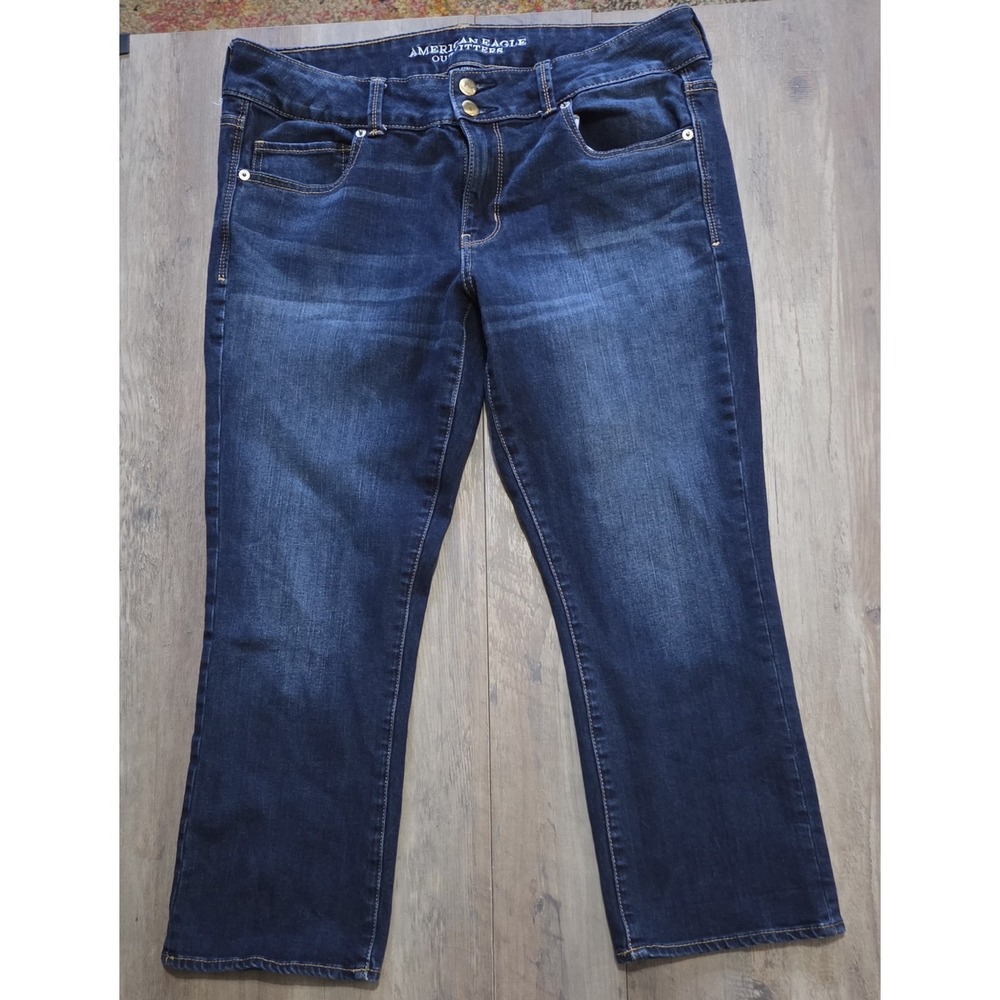 American Eagle Artist Crop Denim Blue Jeans Women Plus Sz 16 (23.5" Inseam)